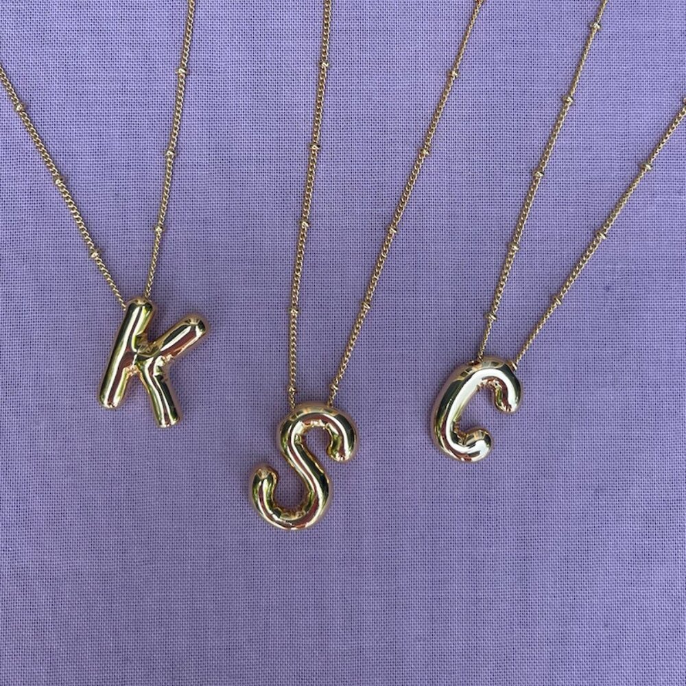 Bubble Letter Monogram Necklace